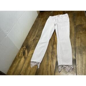 MOTHER Looker Dagger Ankle Fray High Waist Pink Blush Womens Jeans Sz 26